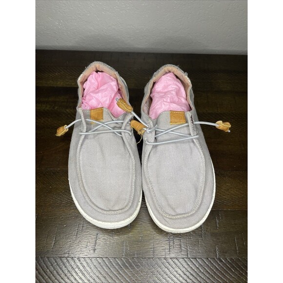 Women’s Size 7 Hey Dude Wendy Washed Gray Graphic Lined Slip-On Casual Shoes - Picture 3 of 11